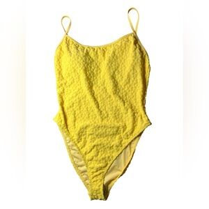 DIPPIN DAISYS yellow scoop neck one piece swimsuit raised daisy pattern NWT